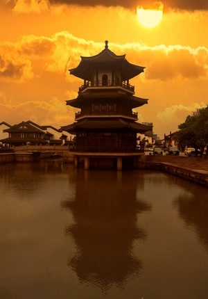 常州市-春秋淹城-建筑-光影-风景 图片素材