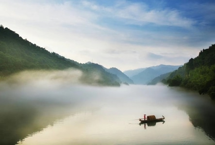 清晨-小东江-雾景-中国风-画意摄影 图片素材