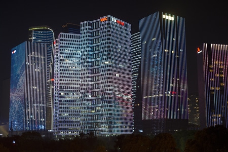 夜景-城市-杭州-钱江新城-灯光秀 图片素材