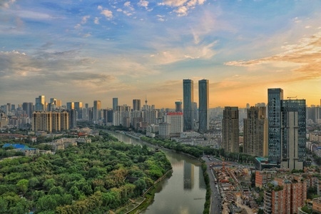 风光-朝霞-建筑-成都-城市 图片素材