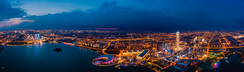 苏州市-夜景-城市-夏日-城市 图片素材