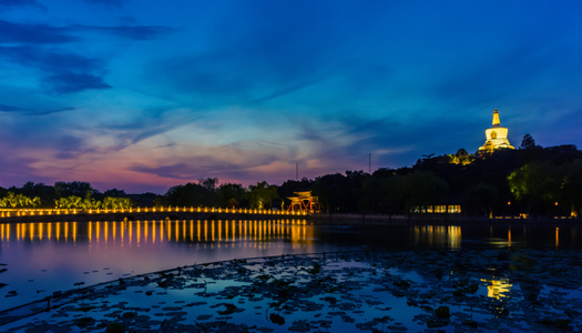 北海-北京-白塔-夜景-风景 图片素材