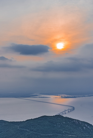 南澳-夕阳-风景-大桥-海洋 图片素材