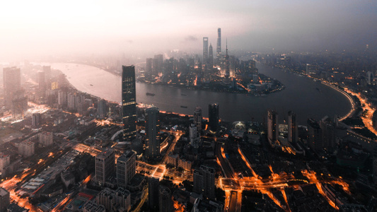 航拍-haida滤镜签约-城市-上海-我要上封面 图片素材