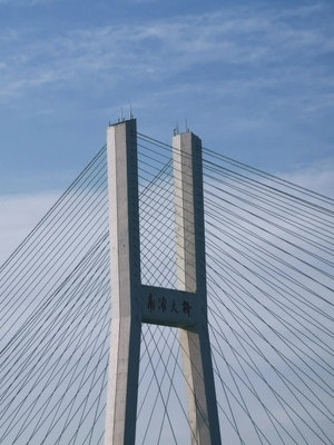 城市-蓝天-斜拉桥-钢索-简约 图片素材