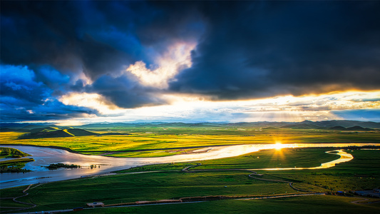 黄河-落日-自然-风光-风景 图片素材