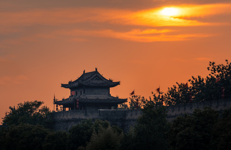西安古城-古建筑-西安-城墙-明城墙 图片素材