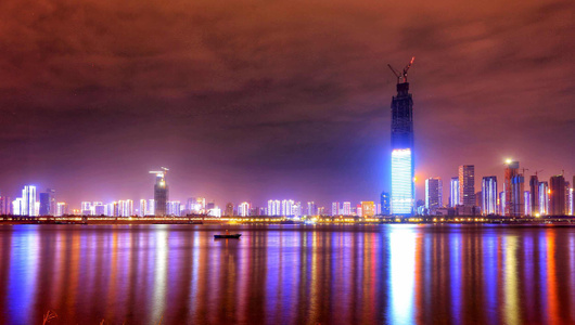 看你的城市-武汉-江滩-武汉江滩-霓虹灯 图片素材