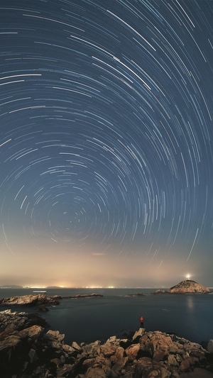 自然-海-星空-星轨-风景 图片素材