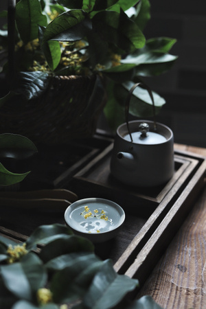 桂花-茶-暗调-器皿-茶具 图片素材