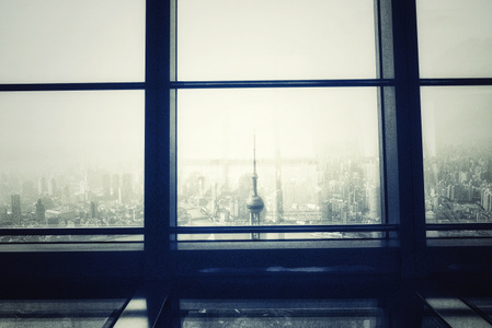 制高点-东方明珠-窗户-城市-雾霾 图片素材