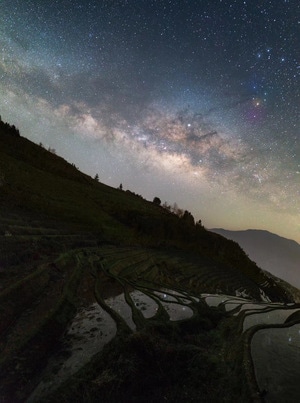 桂林-龙脊梯田-银河-星空-夜景 图片素材