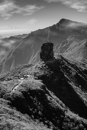 黑白-建筑-风景-梵净山-森林 图片素材
