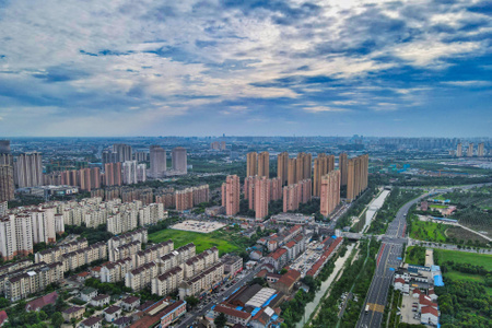 航拍-蓝天白云-城市-小区-建筑 图片素材