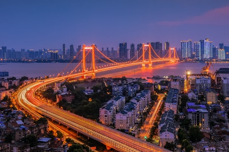 夜景-城市-城市建筑-大桥-城市 图片素材