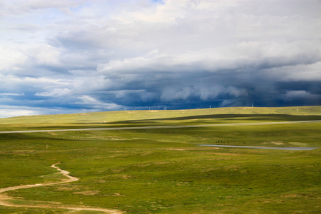 西藏-高原草地-青藏铁路线-青藏高原-风光 图片素材