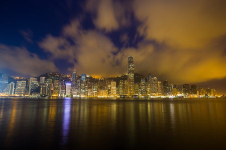 香港-维多利亚港-晨曦-风云-摩天大楼 图片素材