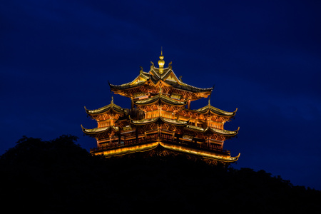 杭州-西湖-吴山天风-城隍阁-暮色 图片素材