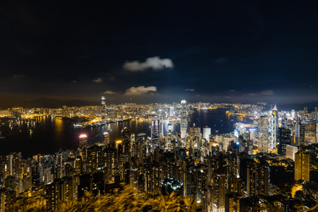 香港-维多利亚港-夜色-城市风光-摩天大楼 图片素材