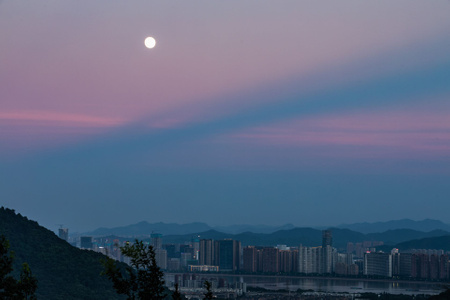 杭州-滨江-南高峰-月色-月亮 图片素材