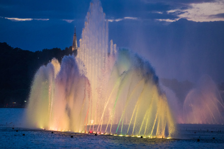 杭州-西湖-湖滨-西湖音乐喷泉-夜色 图片素材