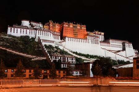 西藏-布达拉宫-夜色-宫殿-建筑 图片素材