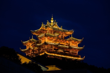 杭州-西湖-吴山天风-城隍阁-暮色 图片素材