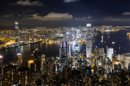 香港-维多利亚港-夜色-城市风光-摩天大楼 图片素材