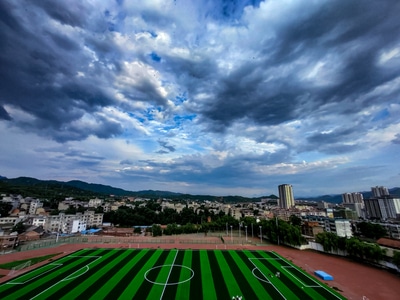商洛市-天空-商洛学院-云-草坪 图片素材