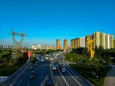 宝鸡市-旅行-城市-蓝天-绿色 图片素材