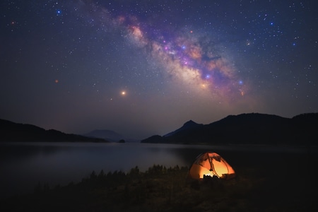 夜色-银河-星空-帐篷-露营 图片素材