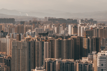 青海-西宁-南山公园-都市-夕阳 图片素材