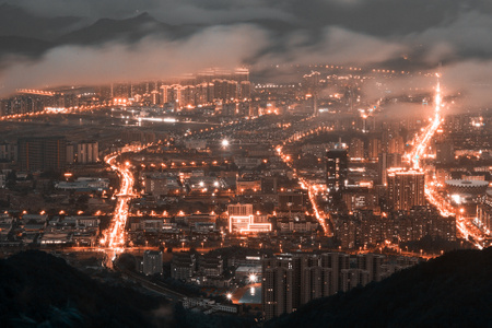 夜色-云海-云雾-城市-夜晚 图片素材