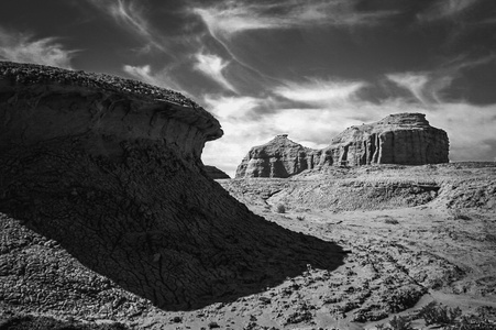 新疆-荒漠-戈壁滩-荒凉-黑白 图片素材