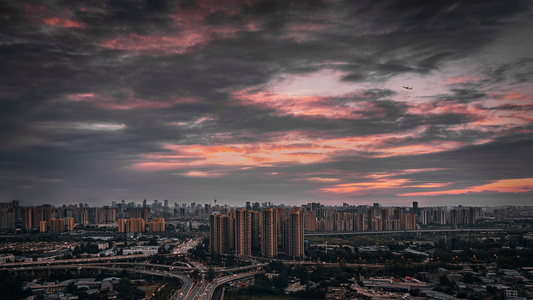 成都-日落-傍晚-地平线-城市建设 图片素材