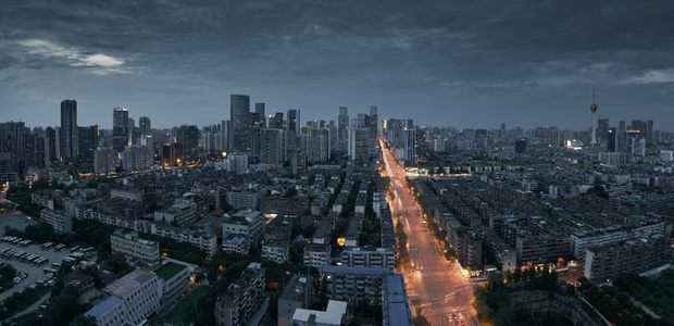 成都-城市-夜景-仰视-交通 图片素材