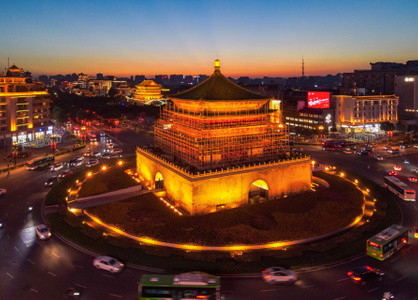 西安-旅行-建筑-著名景点-夕阳 图片素材