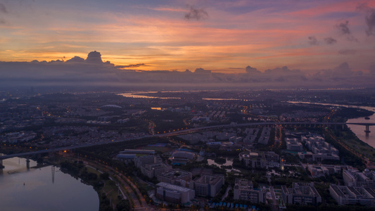 广州-早上-阳光-现代化-云彩 图片素材