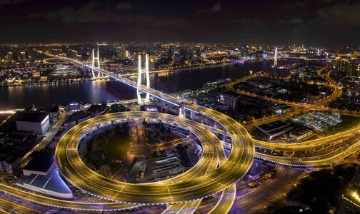 上海-夜景-桥-桥梁-立交桥 图片素材